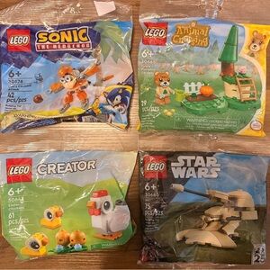 LEGO Polybag Lot Of 4 Star Wars, Anima Crossing, Sonic, Creator .. New Sealed
